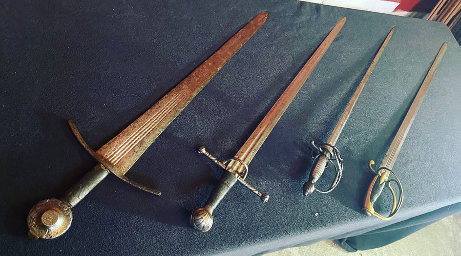 Swords with a hexagonal blade section.