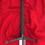 #100 Highland Claymore Sword Black Grip, wheel pommel and down sloping guard with quatrefoil terminals finished with black oxide gun blue..