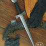 14th Century Dagger #247 original in Sweden fullered blade with wheel pommel and bow tie guard.