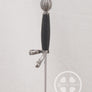 1580 Parrying Dagger #048 hilt detail side view with black leather grip.
