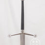 Scottish Claymore #100 hilt view with black grip and steel fittings.