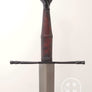Schloss Erbach longsword type XVIIIa blued steel parts with brown leather, great cutter.