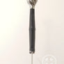 Schloss Erbach longsword type XVIIIa steel parts with black leather, great cutter, side view.