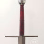 Towton 15th century longsword #249 type XVIIIc excellent cutter with wheel pommel, straight guard and dark red grip.
