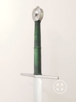 Towton 15th century longsword #249 type XVIIIc excellent cutter with wheel pommel, straight guard and green grip.