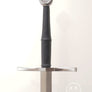 Durer Bastard Sword #195,15th century longsword type XVIII blade good cutting sword with black grip and wheel pommel with s curved guard.