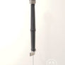 Durer Bastard Sword #195,15th century longsword type XVIII blade good cutting sword with black grip and wheel pommel with s curved guard side view.