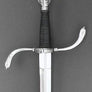 German Parrying dagger #196 with S shaped guard with ring and acanthus leaf detail and a wire bound grip.