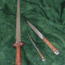 Wallace Ballock Dagger Set #199 a large ballock style knife with accompanying by-knife and pick.