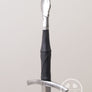 English longsword #194 with shallow down turned guard, black leather grip, type U pommel, black leather grip.