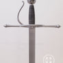 Meyer training rapier #239 steel rectangular cross section blade with good tip flex and steel hilt with wired bound grip. A Thorough Description of the Art of Combat published in 1570 by Joachim Meyer.