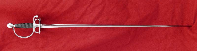 Smallsword #069 steel hilted with wire grip full length view.