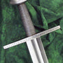 St Maurice Sword #145 Oakeshott Type XI pommel and guard incised with heraldic detail and inscriptions of a battle cry from the third crusade.