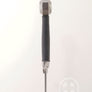 Scholar #207 single handed training sword feder with steel hilt and black leather grip, side view.