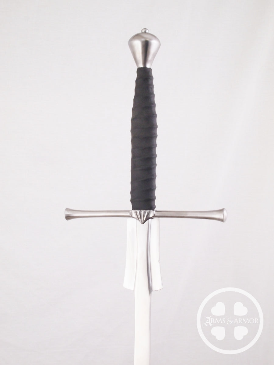 Feder sword with a black handle on a white background
