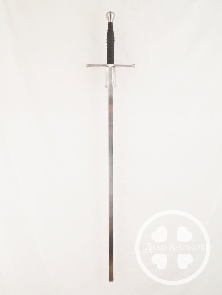 Fechtschul Sword with a black grip with a feder blade on a white background 