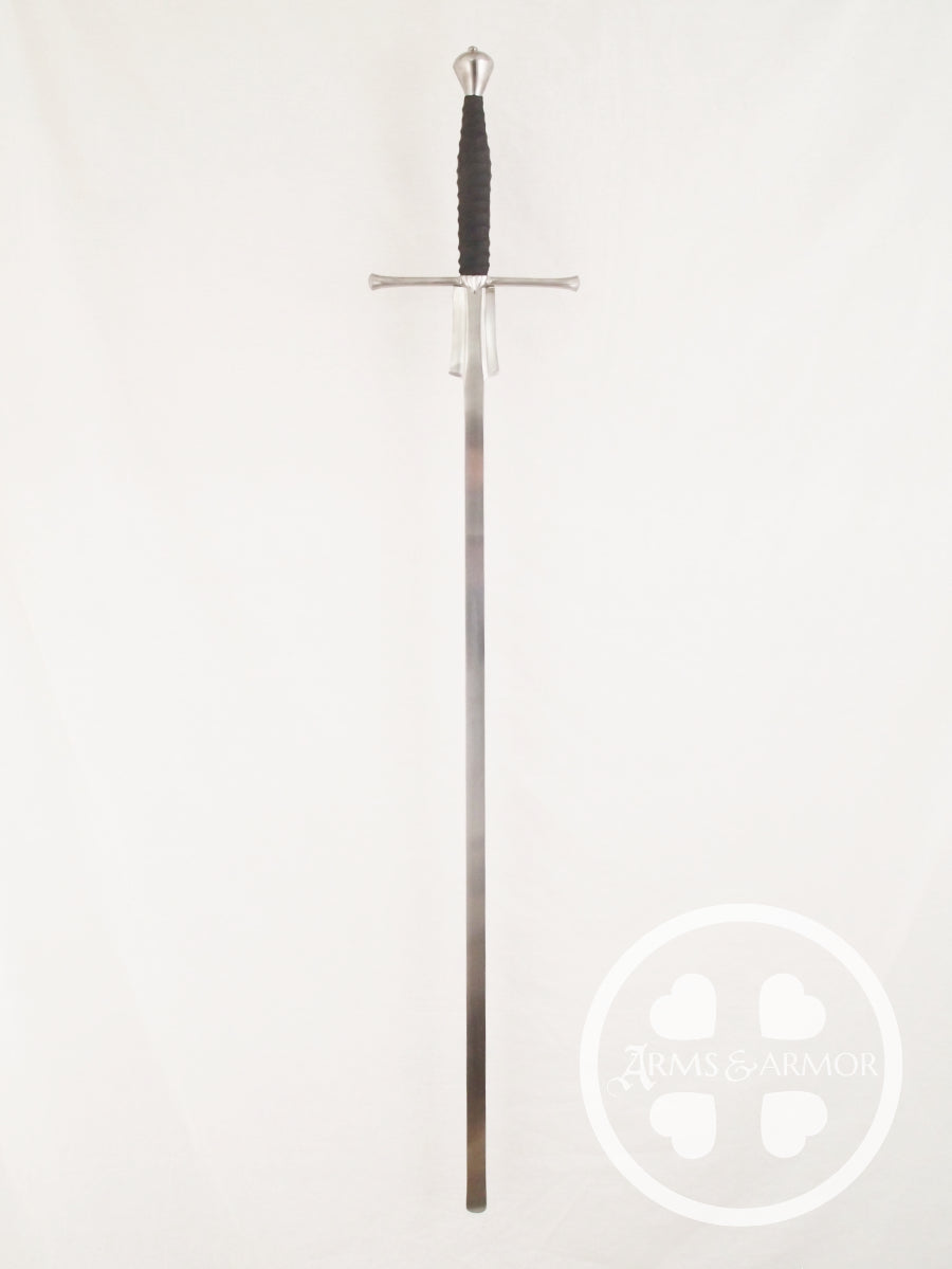 Fechtschul Sword with a black grip with a feder blade on a white background 