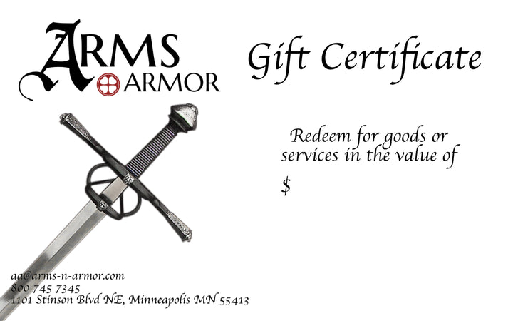 A&A gift certificate in a variety of denominations.