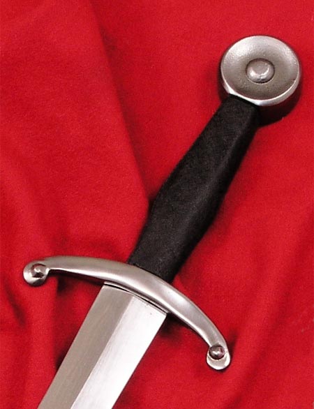 Knightly Dagger #225 with wheel pommel, down turned guard and black grip.