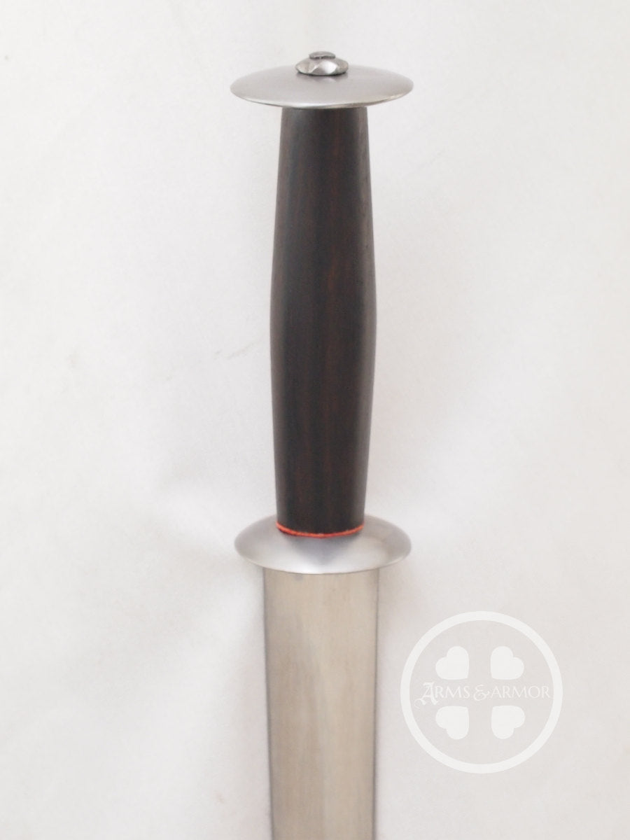 Rondel with dark brown wooden grip