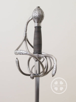 A light and quick German Rapier of the 17th Century decorated in acanthus leaves and hand built in steel #163.