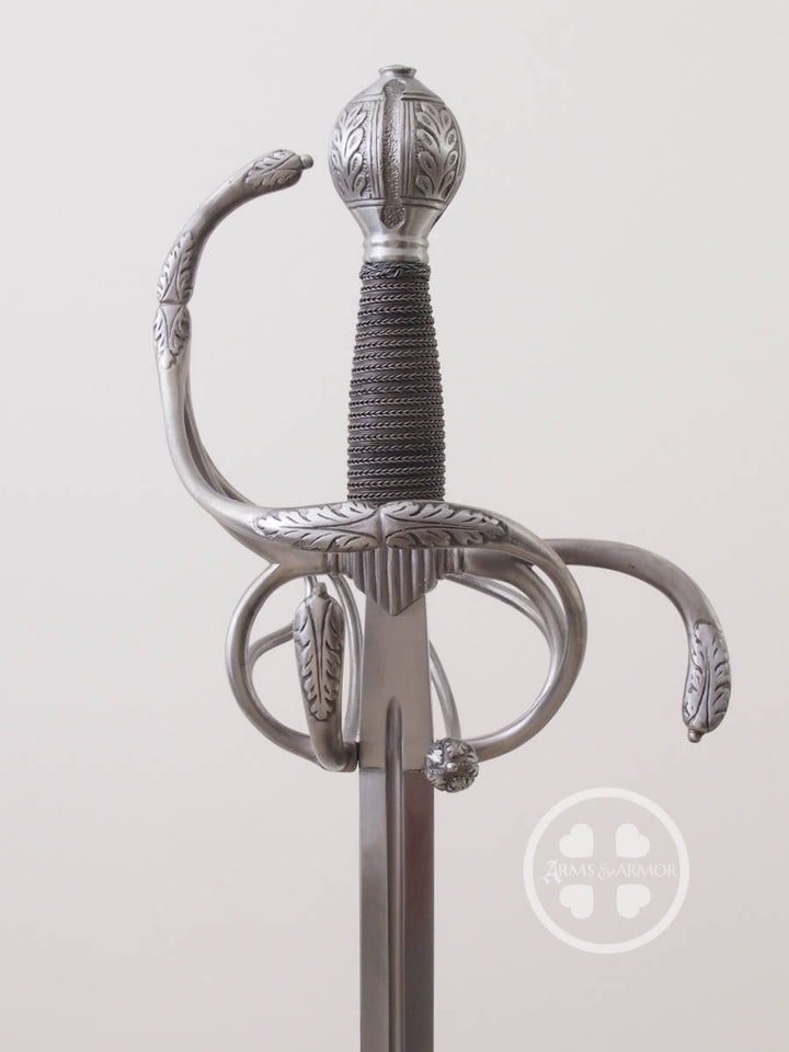 German Rapier of the 17th Century decorated in acanthus leaves and hand built in steel #163.
