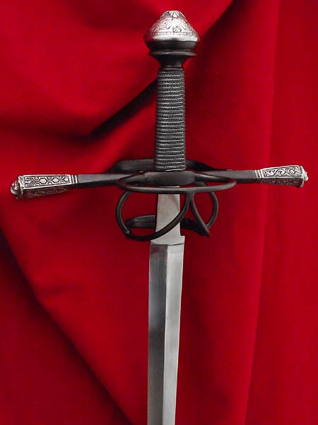 Gustav Vasa Rapier #111 dated to 1550 this replica is of the personal sword of Gustav Vasa King of Sweden blued finish with polished steel highlights and a wire bound grip.