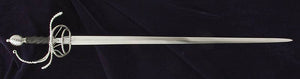 Writhen Rapier #151 full length view hilt of twisted bars and pommel.