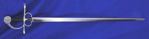 Serenissima Rapier #212 full length view with steel hilt and leather grip.