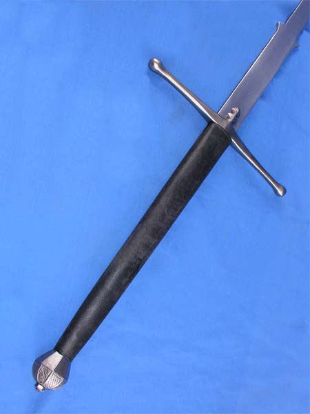 Montante Training Sword #233 black leather grip over wooden core.