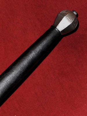 Spadone #234 black leather grip and pommel detail.