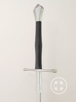 Fechterspiel longsword training feder designed from original trainers of the period 3 quarter view #203 customizable fishtail pommel.