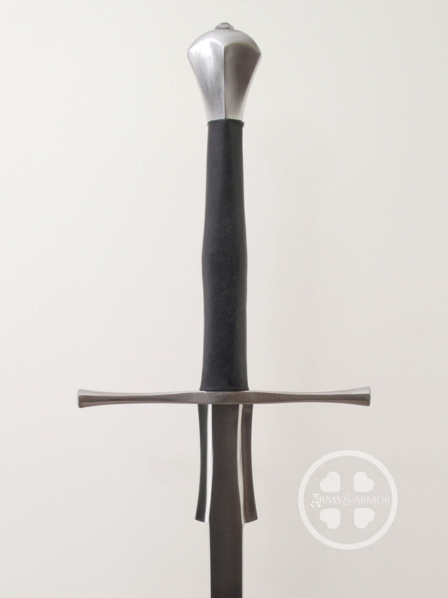 Fechterspiel longsword training feder designed from original trainers of the period front view #203 customizable fishtail pommel.